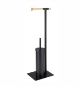 Ерш напольный-стойка с держателем для туалетной бумаги Zenfort "0955", черный матовый