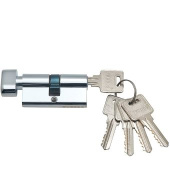 Механизм цилиндровый Trodos ЦМВ 60(30/30) латунь 5 ключей, хром, блистер