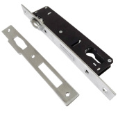 Замок врезной Trodos 155-25 узкопрофильный цилиндровый с защелкой без ручки, хром