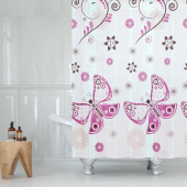 Штора для ванной Delphinium "Бабочки" ПВХ 180х180см, 12 колец, мультиколор
