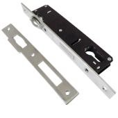 Замок врезной Trodos 155-30 узкопрофильный цилиндровый с защелкой без ручки, хром