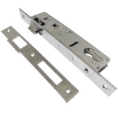 Замок врезной Trodos 153-30 узкопрофильный цилиндровый с защелкой без ручки, хром