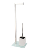 Ёрш напольный-стойка с бумагодержателем Zenfort "FTC1644w", хром, белый