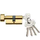 Механизм цилиндровый Trodos ЦМВ 60(30/30) сплав ЦАМ 5 ключей, золото