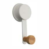 Крючок одинарный присоска Zenfort "W7837-1", металл/бамбук, белый