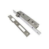 Замок врезной Trodos 153-20 узкопрофильный цилиндровый с защелкой без ручки, хром