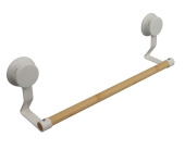 Держатель для полотенец присоска Zenfort "W7837-5", металл/бамбук, белый