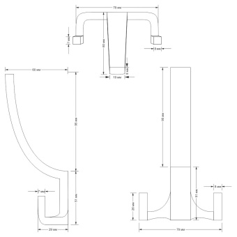 Крючок мебельный Trodos " ZY-146A" 3-рожковый, сплав ЦАМ, хром матовый