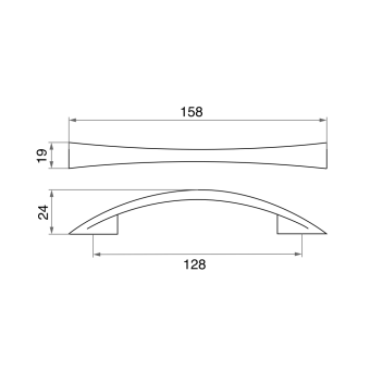 Ручка-скоба мебельная Trodos "ZY-7С Бабочка" 128мм сплав ЦАМ 45гр, хром
