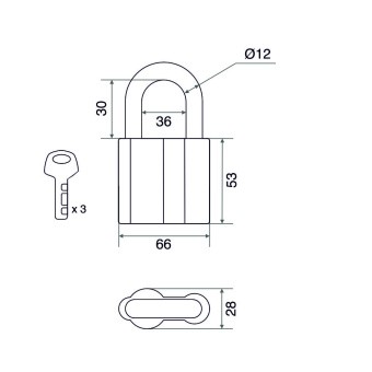 Замок навесной Trodos BC-HAL2-70 алюминий, блистер