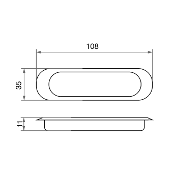 Ручка врезная мебельная Trodos "ZY-83" 64мм сплав ЦАМ, хром