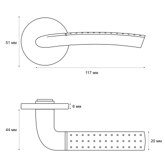 Ручка раздельная Trodos "106" серия 06 slim, золото