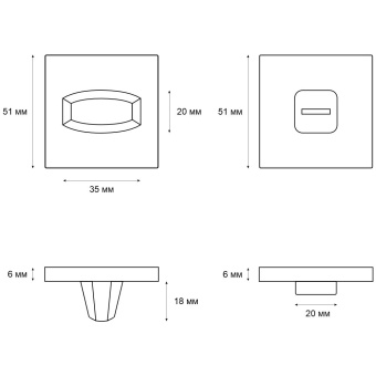 Ручка поворотная Trodos "ВК" серия 03 slim, черный никель