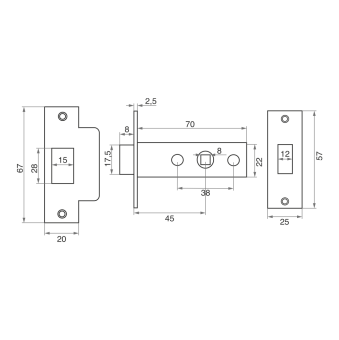 Защелка врезная Trodos 6-45/P GP пластик, золото