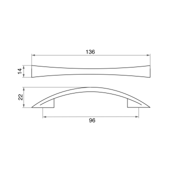 Ручка-скоба мебельная Trodos "ZY-7С Бабочка" 96мм сплав ЦАМ 21гр, золото