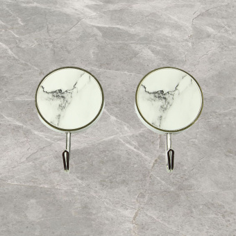 Крючок самоклеящийся Delphinium "Мрамор" круглый, 2 шт, блистер