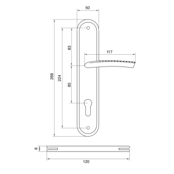 Ручка на планке Trodos 85/106-L SN никель