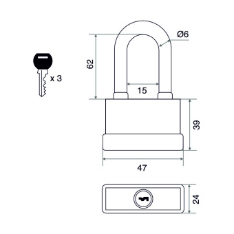 Замок навесной Trodos BC-IG1-45L чугун, всепогодный с одной секретностью