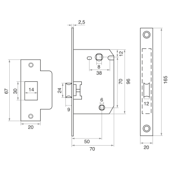 Защелка врезная Trodos 2070-70WС/P AB пластик, бронза
