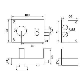 Замок накладной Trodos ЗН1-3 серый