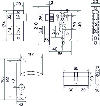 Замок врезной Trodos 70/106-ЦМ с ручкой, хром