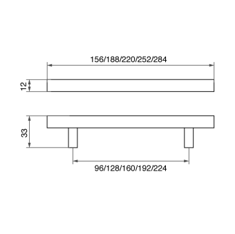 Ручка-рейлинг мебельная Trodos "8926" D12х128-188мм нержавеющая сталь, черный