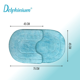 Набор ковров Delphinium коллекция "Эллипс" микрофибра 45х75см/45х45см, бирюзовый