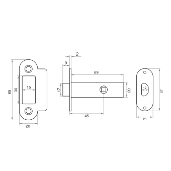 Защелка врезная Trodos 6-45/P oval GP пластик, золото