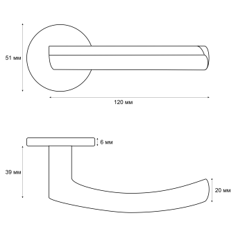 Ручка раздельная Trodos "55" серия 06 slim, никель