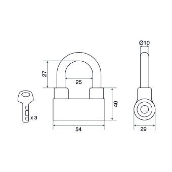 Замок навесной Trodos BC-HAL4-60 алюминий, блистер