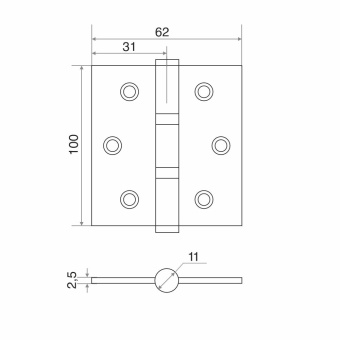 Петля накладная Trodos 75х62х2,5 AC медь