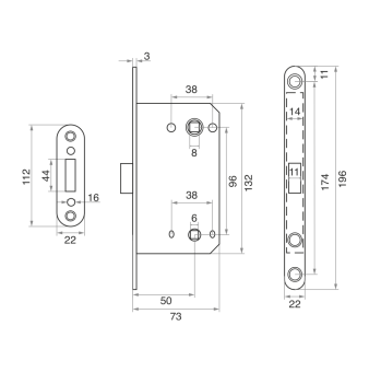 Защелка врезная Trodos CX410B-96WC/M BL магнит, черный