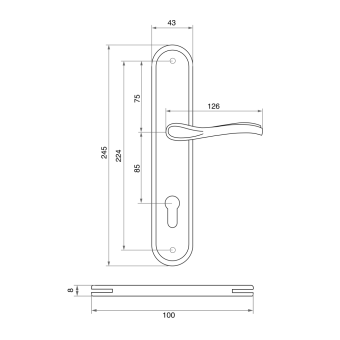 Ручка на планке Trodos 85/59-M AB бронза