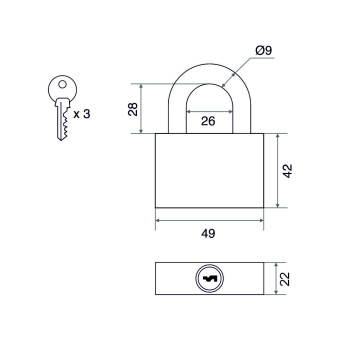 Замок навесной Trodos BC-HG36-50 чугун, блистер