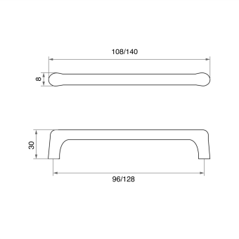 Ручка-скоба мебельная Trodos "8018" 128мм сплав ЦАМ 85гр, черный 