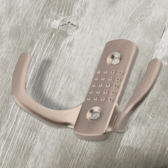 Крючок мебельный Trodos "ZY-201В" 2-рожковый, сплав ЦАМ, никель