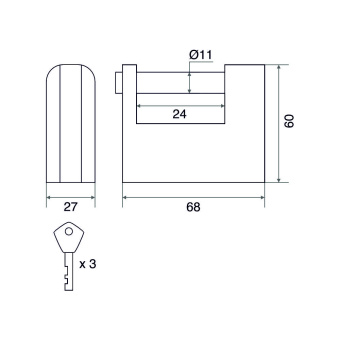 Замок навесной Trodos ВС-HG3-70 чугун