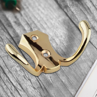 Крючок мебельный Trodos "ZY-204В" 2-рожковый, сплав ЦАМ, золото