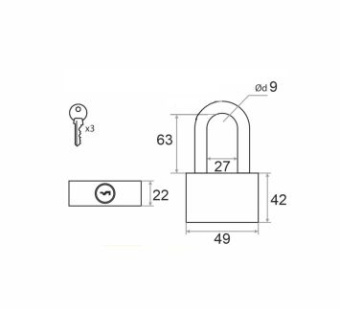 Замок навесной Trodos BC-HG36-50L чугун, блистер