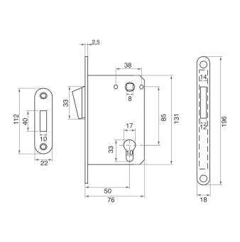 Корпус замка Trodos CX-85ET/M BL магнит, черный