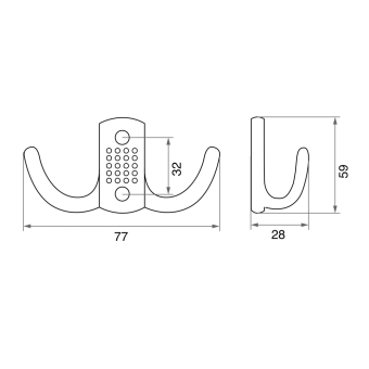 Крючок мебельный Trodos "ZY-201В" 2-рожковый, сплав ЦАМ, золото