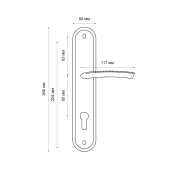 Ручка на планке Trodos "AL106/85-L" алюминий, бронза 