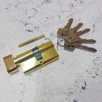 Механизм цилиндровый Trodos ЦМВ 60(30/30) сплав ЦАМ 5 ключей, золото