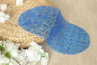 Ковер антискользящий Delphinium коллекция "Линза" 65х34см, голубой