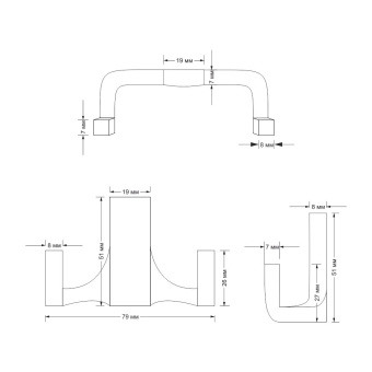 Крючок мебельный Trodos " ZY-146B" 2-рожковый, сплав ЦАМ, черный