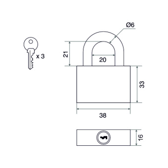 Замок навесной Trodos BC-HG36-38 чугун, блистер 