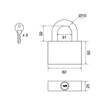 Замок навесной Trodos BC-HG36-63 чугун, блистер