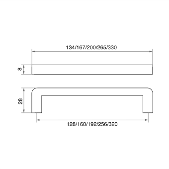 Ручка-скоба мебельная Trodos "DMZ-21203" 128мм сплав ЦАМ 70гр, хром матовый