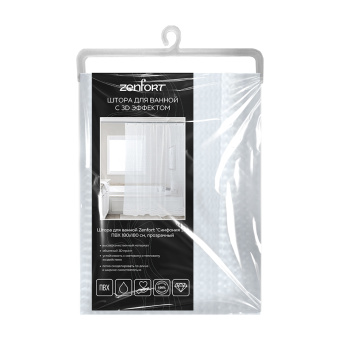 Штора для ванной Zenfort "Симфония 3D" ПВХ 180х180см, 12 колец, прозрачный