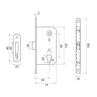 Корпус замка Trodos CX410B-85ET/M WW магнит, белый 